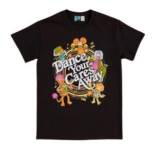 Fraggle Rock Unisex Adult Dance Your Cares Away Swirl T-Shirt / Black/Charcoal